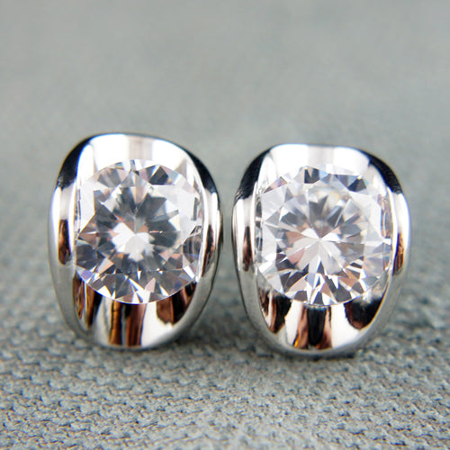18k white Gold plated Diamond simulant stud crystals earrings