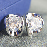 18k white Gold plated Diamond simulant stud crystals earrings