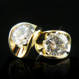 18k Gold GF Diamond simulant stud crystals earrings