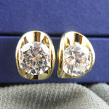 18k Gold GF Diamond simulant stud crystals earrings