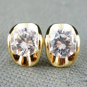 18k Gold GF Diamond simulant stud crystals earrings