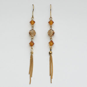 14k Gold plated Austrian crystals dangle antique style earrings