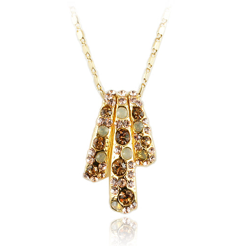14k Gold plated necklace pendant with crystals