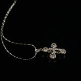 14k white Gold GF with crystals brilliant cross pendant necklace