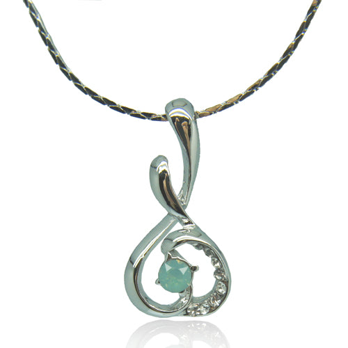14k white Gold plated with crystals melody classy pendant necklace
