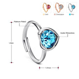 14k White Gold plt Auden Crystal Love Heart Ring Adjustable size 5 6 7 8 9 10