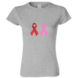 Breast Cancer HIV/AIDS Awareness Red Pink Ribbon Ladies Women T Shirt Tee Top