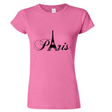 Paris Black Silhouette Eiffel Tower France Art Ladies Women T Shirt Tee Top