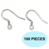 100x Silver Earrings Ear Wire Metal French Shepherd Hook Findings Bulk