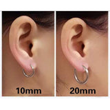 2pcs 10/20mm Silver Black Rose Gold Men Women Surgical Steel Sleeper Hoop Earrings
