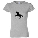 Classic Running Wild Black Horse Mustang Pony Ladies Women T Shirt Tee Top