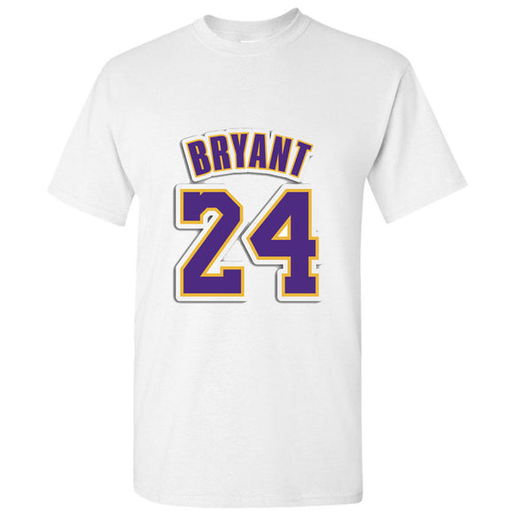 Bryant 24 Classic Logo LA Basketball Legend White Men T Shirt Tee Top