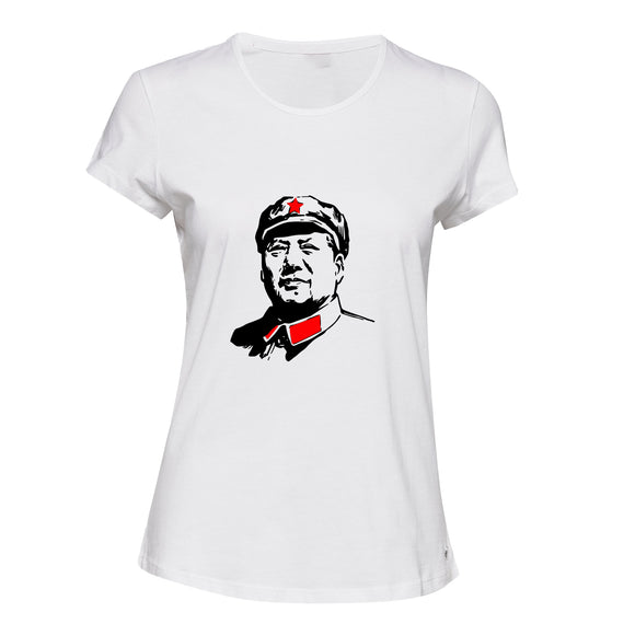 Mao Zedong Portrait Chinese Marxist Communism White Ladies Women T Shirt Tee Top
