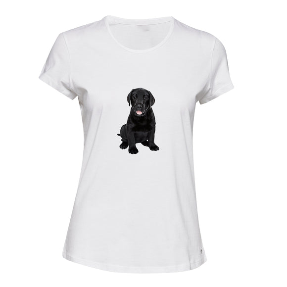 Little Cute Tiny Labrador Baby Black Puppy Dog Ladies Women T Shirt Tee Top
