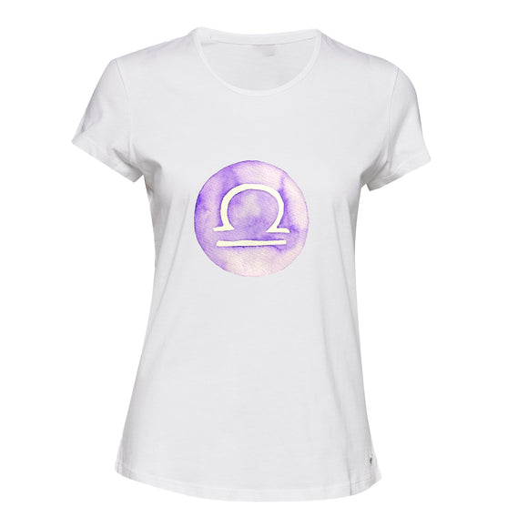 Libra Purple Zodiac Sign Horoscope Astrology White Ladies Women T Shirt Tee Top
