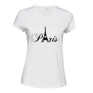 Paris Black Silhouette Eiffel Tower France Art Ladies Women T Shirt Tee Top