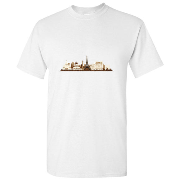 Paris City France Eiffel Tower Retro Painting Art White Men T Shirt Tee