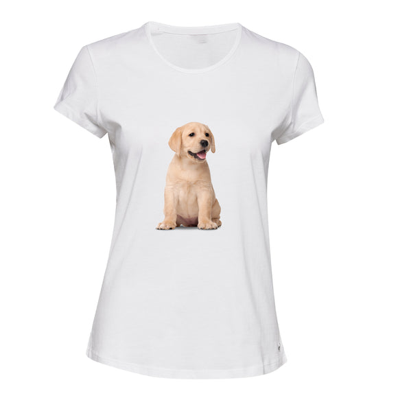 Cute Baby Gold Labrador Retriever Puppy Pet White Ladies Women T Shirt Tee Top