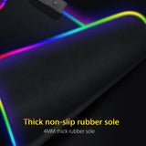 RGB LED USB Colourful Backlit Thick Anti-slip Rubber Gaming Desk Mat Mouse Pad