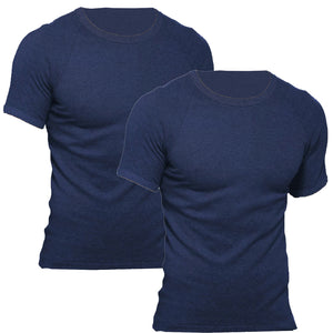 2 Pack Bonds Crew Neck Tee Raglan Blank Plain Basic Mens Navy Blue T‑shirt Top