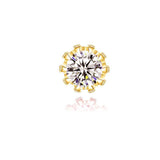 14k Yellow Gold Plated Crown Women Men CZ Crystal Solitaire Stud Earrings Small