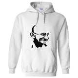 Mahatma Gandhi Indian Hero Mens White Hoodie Basic Hooded Sweat Sweater