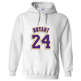 Bryant 24 Logo Basketball Legend Mens White Hoodie Hooded Sweat Sweater