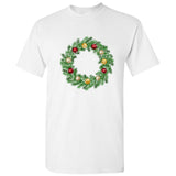 Christmas Wreath Ring Leaf Cartoon Art White Men T Shirt Tee Top