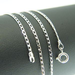 Silver Rhodium 46cm 18'' Flat Curb Cuban Necklace 2mm Solid Chain for Pendant