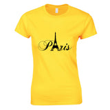 Paris Black Silhouette Eiffel Tower France Art Ladies Women T Shirt Tee Top