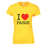 I love Heart Paris France City French Fashion Ladies Women T Shirt Tee Top