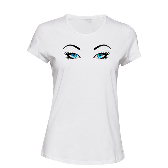 Beautiful Blue Eyes Mysterious Face White Ladies Women T Shirt Tee Top