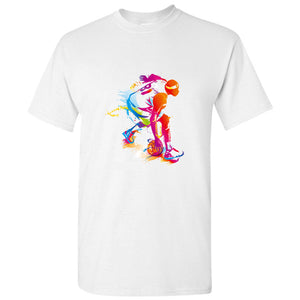 Dribble Crossover Street Basketball White Men Basic T Shirt Tee Top