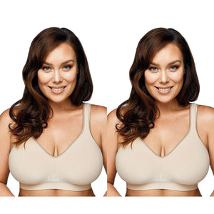 2x Playtex Comfort Revolution Flex Fit WireFree Womens Beige Crop Top Bra Y1239H