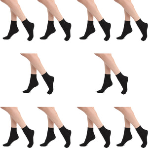 10x Sheer Relief Women Cotton Blend Anklet Tight Stockings Socks Black Bulk