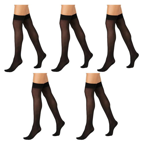 x5 Sheer Relief 20 Denier Womens Support Knee-Hi Socks Stockings Black H33085