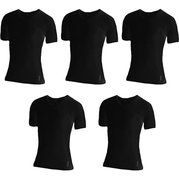 5 Pk Holeproof Aircel Thermal Mens T-shirt Short Sleeve Tee Top MYQ31A Black Waffle Knit