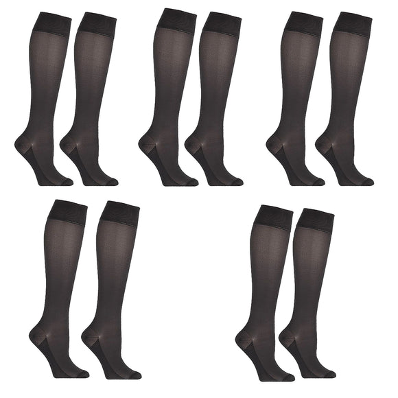 5 Pack Sheer Relief Trouser Sock For Active Legs Black H33087 Women Knee High Stockings HGD Black