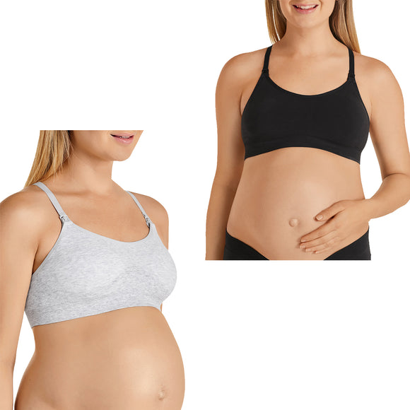 2X bonds maternity nursing breastfeeding pregnancy crop bra black grey  yycey