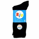 Rio 4 Pack Mens Business Work Crew Deodorised Socks Cotton Black Bulk S7412W