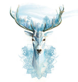 Blue Snow Deer Reindeer Moose Forrest Art White Men T Shirt Tee Top