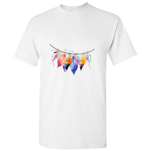 Boho Style Abstract Colourful Leaf Leaves White Men T Shirt Tee Top