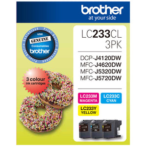 GENUINE Original Brother 3 Colours Value Pack Ink Cartridge Toner LC233CL3PK