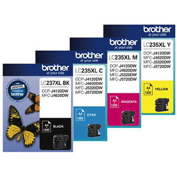 GENUINE Original Brother LC235XL LC237XL 4 Colours Value Pack Ink Cartridge