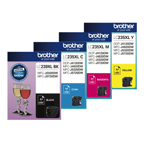 GENUINE Original Brother LC235XL LC239XL 4 Colours Value Pack Ink Cartridge