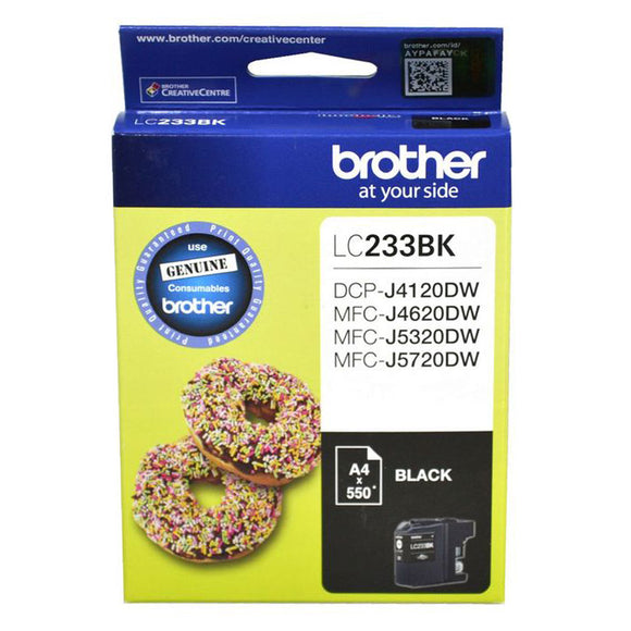 GENUINE Original Brother Ink Cartridge Toner LC233BK BLACK Inkjet 550 Pages