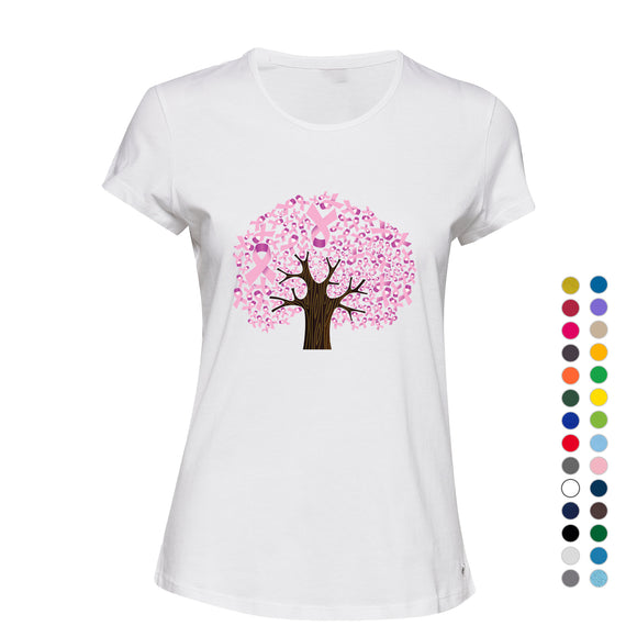Breast Cancer Tree Support Awareness Pink Ribbon Ladies Women T Shirt Tee Top