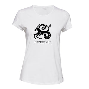 Capricorn Zodiac Horoscope Astrological Black Sign Ladies Women T Shirt Tee Top