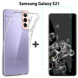 Samsung Galaxy S21 Clear Back Case Cover and Soft Front Screen Protector Film