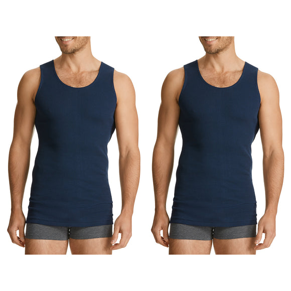 Bonds 2 Pack Navy Mens Chesty Cotton Plain Singlet Vest Tank Top Undergarment M7NLO